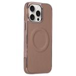 For iPhone 13 Pro Max Electroplating Soft Side Sticker Leather MagSafe Phone Case(Gold)