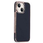 For iPhone 13 Electroplating Soft Side Sticker Leather MagSafe Phone Case(Black)