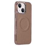 For iPhone 13 Electroplating Soft Side Sticker Leather MagSafe Phone Case(Gold)