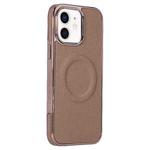 For iPhone 12 Electroplating Soft Side Sticker Leather MagSafe Phone Case(Gold)