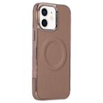 For iPhone 11 Electroplating Soft Side Sticker Leather MagSafe Phone Case(Gold)