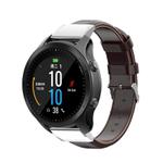 For Garmin QuickFit 22mm Kalebol Waxed Calfskin Leather Watch Band(Coffee)