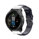 For Garmin QuickFit 26mm Kalebol Waxed Calfskin Leather Watch Band(Navy Blue)