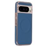 For Google Pixel 9 / 9 Pro Electroplating Soft Side Sticker Leather MagSafe Phone Case(Dark Blue)