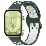For Huawei Watch Fit3 Kalebol Two-tone Silicone Strap(Dark Green White)