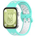 For Huawei Watch Fit3 Kalebol Two-tone Silicone Strap(Teal White)