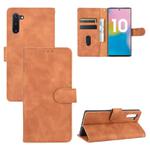 For Samsung Galaxy Note10 Solid Color Skin Feel Magnetic Buckle Horizontal Flip Calf Texture PU Leather Case with Holder & Card Slots & Wallet(Brown)
