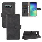 For Samsung Galaxy S10 Solid Color Skin Feel Magnetic Buckle Horizontal Flip Calf Texture PU Leather Case with Holder & Card Slots & Wallet(Black)