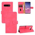 For Samsung Galaxy S10 Plus Solid Color Skin Feel Magnetic Buckle Horizontal Flip Calf Texture PU Leather Case with Holder & Card Slots & Wallet(Rose Red)