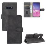 For Samsung Galaxy S10e Solid Color Skin Feel Magnetic Buckle Horizontal Flip Calf Texture PU Leather Case with Holder & Card Slots & Wallet(Black)