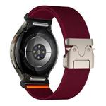 For Samsung Galaxy Watch 7 / 6 / 5 / 4 Press Button Connector Parachute Buckle Elastic Nylon Watch Band(Wine Red)