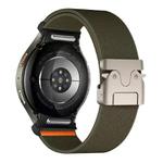 For Samsung Galaxy Watch 7 / 6 / 5 / 4 Press Button Connector Parachute Buckle Elastic Nylon Watch Band(Army Green)
