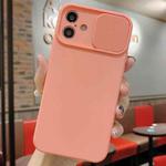 For iPhone 16 Plus Slid Camera Shield Liquid Silicone TPU Phone Case(Pink Orange)