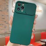 For iPhone 15 Pro Max Slid Camera Shield Liquid Silicone TPU Phone Case(Dark Green)