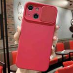 For iPhone 15 Plus Slid Camera Shield Liquid Silicone TPU Phone Case(Red)