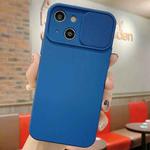 For iPhone 13 mini Slid Camera Shield Liquid Silicone TPU Phone Case(Navy Blue)