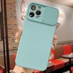 For iPhone 12 Pro Max Slid Camera Shield Liquid Silicone TPU Phone Case(Ice Blue)
