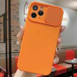 For iPhone 11 Pro Max Slid Camera Shield Liquid Silicone TPU Phone Case(Orange)
