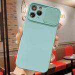 For iPhone 11 Pro Max Slid Camera Shield Liquid Silicone TPU Phone Case(Ice Blue)