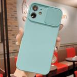 For iPhone 11 Slid Camera Shield Liquid Silicone TPU Phone Case(Ice Blue)