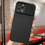 For iPhone 12 Pro Slid Camera Shield Liquid Silicone TPU Phone Case(Black)