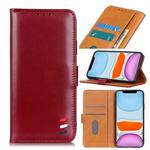 For iPhone 11 3-Color Pearl Texture Magnetic Buckle Horizontal Flip PU Leather Case with Card Slots & Wallet & Holder(Wine Red)