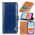 For iPhone 11 3-Color Pearl Texture Magnetic Buckle Horizontal Flip PU Leather Case with Card Slots & Wallet & Holder(Blue)