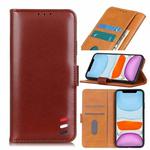 For iPhone 11 3-Color Pearl Texture Magnetic Buckle Horizontal Flip PU Leather Case with Card Slots & Wallet & Holder(Brown)