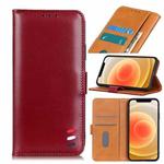 For iPhone 12 mini 3-Color Pearl Texture Magnetic Buckle Horizontal Flip PU Leather Case with Card Slots & Wallet & Holder(Wine Red)