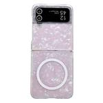 For Samsung Galaxy Z Flip4 Pearlescent Shell Texture MagSafe Phone Case(Pink)