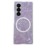 For Samsung Galaxy Z Fold3 5G Pearlescent Shell Texture MagSafe Phone Case(Purple)