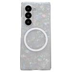 For Samsung Galaxy Z Fold5 Pearlescent Shell Texture MagSafe Phone Case(Beige)