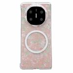 For Huawei Mate X5 Pearlescent Shell Texture MagSafe Phone Case(Pink Green)