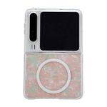 For Huawei Pura X Pearlescent Shell Texture MagSafe Phone Case(Pink Green)