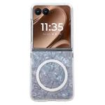 For Motorola Razr 50 Ultra Pearlescent Shell Texture MagSafe Phone Case(White)