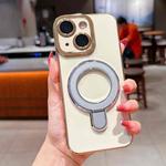 For iPhone 14 Plus Charm Eye Electroplating Metal Holder Phone Case(Silver)