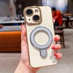 For iPhone 14 Charm Eye Electroplating Metal Holder Phone Case(Silver)