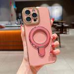 For iPhone 13 Pro Charm Eye Electroplating Metal Holder Phone Case(Pink)