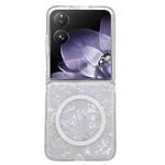 For Xiaomi Mix Flip Pearlescent Shell Texture MagSafe Phone Case(White)