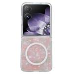 For Xiaomi Mix Flip Pearlescent Shell Texture MagSafe Phone Case(Pink Green)