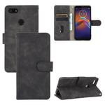 For Motorola Moto E6 Play Solid Color Skin Feel Magnetic Buckle Horizontal Flip Calf Texture PU Leather Case with Holder & Card Slots & Wallet(Black)