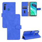 For Motorola Moto G8 Solid Color Skin Feel Magnetic Buckle Horizontal Flip Calf Texture PU Leather Case with Holder & Card Slots & Wallet(Blue)