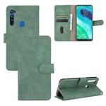 For Motorola Moto G8 Solid Color Skin Feel Magnetic Buckle Horizontal Flip Calf Texture PU Leather Case with Holder & Card Slots & Wallet(Green)