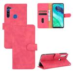 For Motorola Moto G8 Solid Color Skin Feel Magnetic Buckle Horizontal Flip Calf Texture PU Leather Case with Holder & Card Slots & Wallet(Rose Red)
