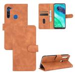 For Motorola Moto G8 Solid Color Skin Feel Magnetic Buckle Horizontal Flip Calf Texture PU Leather Case with Holder & Card Slots & Wallet(Brown)