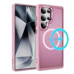 For Samsung Galaxy S25 Ultra 5G Hardware Lens Protection MagSafe Magnetic PC Hybrid TPU Phone Case(Pink)