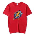 Basketball Player Printed Round Neck Modal Short Sleeve T-shirt Print On Your Demand, Size:XL(Red)