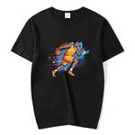 Basketball Player Printed Round Neck Modal Short Sleeve T-shirt Print On Your Demand, Size:XXXXXL(Black)