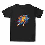 Basketball Player Printed Summer Baggy Cotton Short Sleeve T-shirt Print On Your Demand, Size:L(Black)
