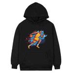 Basketball Player Printed Fleece Hooded Sweatshirt Print On Your Demand, Size:L(Black)